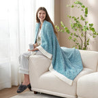 Snuggle Sac Teal Throw Blankets for Couch, Super Soft Warm Blankets Cozy Knit Fuzzy Plush Lightweight Throws for Sofa, Bed, Living Room, Heather Teal, 50x60 inches