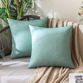 MIULEE Pack of 2 Decorative Outdoor Solid Waterproof Throw Pillow Covers Spring Euro Sham Faux Linen Garden Farmhouse Cushion Cases for Summer Patio Tent Balcony Couch Sofa 24x24 Inch Teal