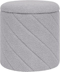 Round Ottoman with Storage, Boucle Foot Rest Stool with Reversible Tray Lid, Folding Teddy Ottoman Coffee Table for Dorm Living Room Bedroom Entryway, Grey,13" x 13" x 13.8"