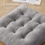 Meditation Floor Pillow Set of 2, Square Large Pillows Seating for Adults, Meditation Cushion Pillow,Tufted Corduroy Cushion for Tatami Living Room or Yoga, Light Gray, 22x22 Inch