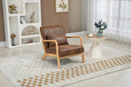 KEIKI Mid Century Modern Accent Chair, Upholstered Reading Chair with Extra Lumbar Pillow, Natural Jute Fabric, Easy Assembly