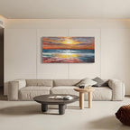 Art Sea Sunset Landscape Modern Abstract Oil Painting Oil on Canvas Wall Art Decoration 30x60 inches