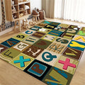 ABC Education Area Rug Children's Range of Rugs for Learning English Letters and Math Symbols Prints Retro Multicolor Patchwork Carpet Kids Gaming Throw Rugs for Nursery Dorm Classroom, 3x5ft