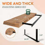 24" Acacia Live Edge Floating Shelves Set of 2 - Wall Mounted Wooden Shelf for Stylish Home Décor - Teak Look Color 24x7.5x1.5 Inches