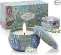 Candles Gifts for Women, 2 Pack 2.5 oz Fresh Gardenia and Jasmine Scented Candles Set for Relaxing Aromatherapy, Up to 24 Hours Burning Time, Natural Soy Candles Gifts for Christmas