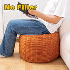 Handmade Unstuffed Ottoman Pouf Cover – Versatile Storage Footstool & Floor Pouf for Living Room, Bedroom, or Wedding Decor | 20" Diameter x 14" Height | Filler Not Included (Burnt Orange)