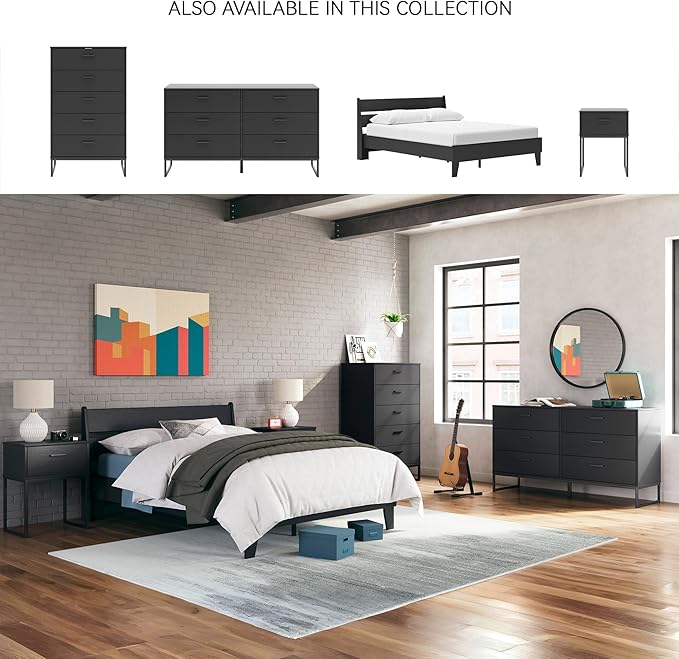 Signature Design by Ashley Socalle Modern 6-Drawer Dresser with Safety Stop, Black