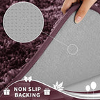 Yimobra Toilet Rugs U Shaped Washable, Extra Thick Soft Absorbent Chenille Contour Bathroom Rugs for Toilet 24x20 Inch, Quick Dry Non Slip Toilet Mat for Bath Floor, Purple Grey