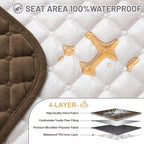 Recliner Sofa Covers 100% Waterproof Velvet L Shape Recliner Couch Covers for Dogs Pets Washable Anti Slip Recliner Slipcovers with Pockets (5 Seat Sofa with 2 Console, Brown)