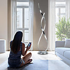 Chrome Spiral Floor Lamp, 54.3inch Tall LED Modern Standing Floor Lamp with Remote Control, 3 Color Dimmable 40W 4000LM Super Bright Floor Lamps for Living Room Bedroom