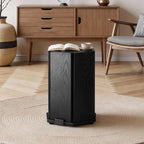 2-Pack Stackable Stools with Wheels | 18 Inch Nesting Side Tables for Living Room| Stackable Coffee Table | Wooden Chairs | No Tools Assembly |Side Coffee Tables for Easy Storage (Black)