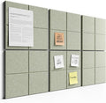 Bumusty Large Felt Bulletin Board, 36" x 24" Cork Board Alternative, 6-Pack Wall Tiles with 4-Compartment Design, 30 Push Pins, 40 Adhesive Tabs, Ideal for Office & Home Decor, Sage