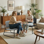 DAICO Modern Accent Chair Armless Sling Accent Chairs Comfy Upholstered Side Sitting Chairs with Metal Frame for Living Room Bedroom Balcony Garden, Linen, Grey