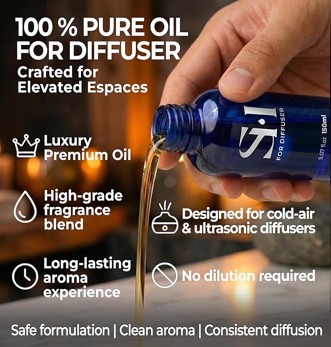 Santal No.33 Hotel Diffuser Oil Refill, 5.07 Fl oz | 150ml, Luxury Home Scent Fragrance Oil for Diffuser Ultrasonic and Waterless Diffuser Oil and Crafting, Long-Lasting Aroma