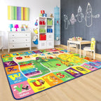 Chicrug Educational 4x6 Kids Area Rug for Playroom, TPR Non Slip Kids Classroom Carpet Rug for Learning ABC Animal Shape Color Fruit, Washable Play Mat Rug for Children Nursery Toddler Room Decor