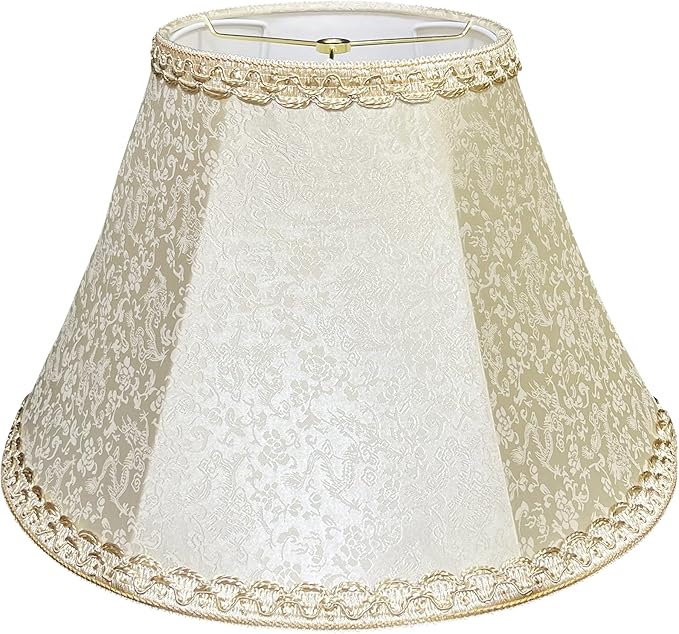 TOOTOO STAR Beige bell lamp shade, 8.75" top x 17.75" bottom x 11" straight height spider shade for Floor Light and Table Lamp, bohemian style decorative light yellow floral pattern