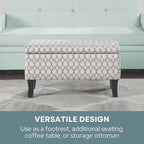 Convenience Concepts Designs4Comfort Winslow Storage Ottoman Bench 32" - Transitional Upholstered Footstool & Seat, for Living Room, Entryway, Hallway, & Bedroom, Ribbon Pattern Fabric