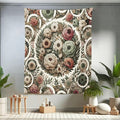 Ambesonne Flower Tapestry Twin Size, Circular Floral Wreath with Greenery Leaves Ornaments Modern Cottagecore, Wall Hanging Bedspread Bed Cover Wall Decor, 68" X 88", Reseda Green Pale Ruby