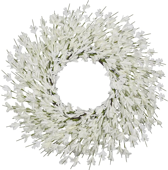 26 Inch Spring Wreaths for Front Door Large Spring Door Wreath Easter Valentines Wild Floral Summer Wreaths Outside All Season for Farmhouse Porch Wall Wedding Living Room Home Decor(White)