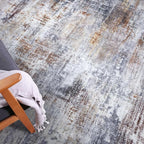 IOHOUZE Abstract Runner Rug 2x5 Ft Washable Runners for Hallways, Non Slip Kitchen Runner Soft Printed Faux Wool Entryway Runner Indoor, Modern Abstract Floor Carpet for Hall Bedroom, Orange Grey