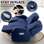 VANSOFY Recliner Couch Cover, 8-Pieces Stretch Recliner Sofa Cover Soft Jacquard Reclining Slipcover Furniture Protector with Elastic Bottom for Kid, Pets(3 Seat,Dark Blue)