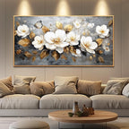 FUHAIHUA Wood Framed Canvas Wall Art For Living Room Large Wall Decor For Office Bedroom Decoration White Flower Pictures Farmhouse Painting Artwork Room Wall Mural Aesthetic Home Decor 30x60