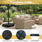 Tangkula Cantilever Umbrella Base with Wheels, 345 LBS Heavy-Duty HDPE Sand Water Filled Offset Umbrella Weighted Stand with Cross Base for Patio Backyard Poolside