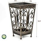 Dualplex Super Quality Umbrella Stand, Umbrella Holder Antique Look Metal Entry Hallway Décor, Square Style Removable Drip Tray. Home, Office Decoration Rack Holds Umbrellas Canes Walking Sticks