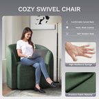 COLAMY Swivel Accent Chair Set of 2, Barrel Chair with Armrest, Comfy Round 360°Mondern Armchair, for Living Room/Bedroom/Waiting Room, No Assembly, Green