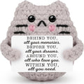 Graduation Gifts Positive Quote Behind You All Your Memories,Crochet Animal Cat for Daughter Son Friends Sister Students Graduation from School,Emotional Crochet Support Cat