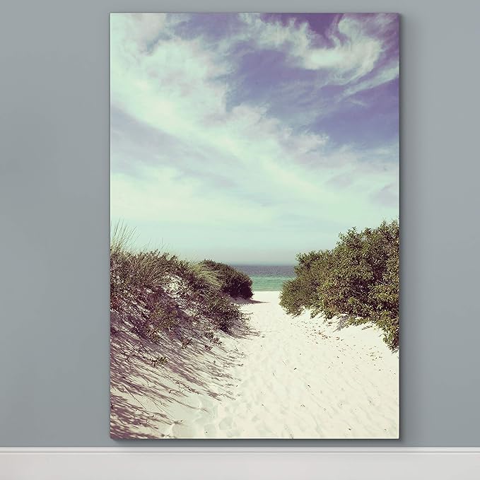 Renditions Gallery Canvas Wall Art Nature Modern Paintings Decorations Sandy Cloudy Beach Romantic Glam Wall Hanging Artwork Prints for Bedroom Living Room Office Kitchen - 18"x27" LT06