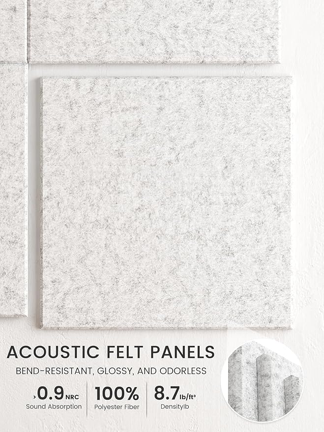 Bumusty Large Cork Board 36" x 24" Alternative - 6 Pack Felt Wall Tiles with 40 Safe Removable Adhesive Tabs, 30 Pushpins, Cork Boards for Walls Pin Board Bulletin Board Office Decor (Light Gray)