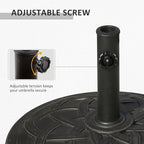 Outsunny 22" 42 lbs Round Resin Umbrella Base Stand Market Parasol Holder with Beautiful Decorative Pattern & Easy Setup, for Φ1.5, Φ1.89 Pole, for Lawn, Deck, Backyard, Garden, Bronze