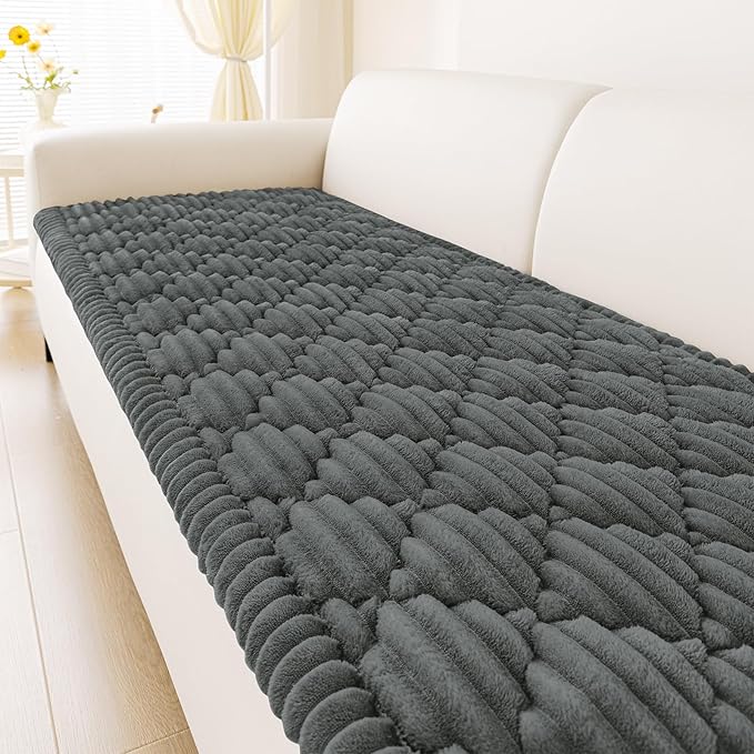 Smiry Pet Couch Cover for Dogs Washable, Non-Slip Fuzzy Couch Covers for 3 Cushion Sofa Pet Friendly, Soft Thick Furniture Protector Sofa Slipcover Mat for Dogs (Dark Grey, 27.6" x 70.9")
