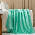 NEWCOSPLAY Super Soft Queen Blanket Aqua Premium Silky Flannel Fleece Leaves Pattern Lightweight Bed Blanket All Season Use (Aqua, Queen(90"x90"))