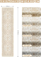 Runner Rug 2x10, Ultra-Thin Kitchen Rugs Non Slip Washable Rugs for Entryway Rug, Kitchen Runner Low Pile Vintage Soft Carpets for Living Room, Bathroom Bedroom (Cream/Beige,2'x10')