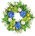 Vlorart 24” Spring Summer Wreaths for Front Door,Porch,Window-Large Artificial Hydrangea & Lemon Outdoor Wreath for Home,Farmhouse,Wedding Decor-Outside All Seasons