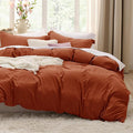 Bedsure Terracotta California King Duvet Cover - Prewashed Cotton-Like Extra Soft Bedding Set, Includes 1 Cal King Duvet Cover 104x98 Inches with Zipper Closure & 2 Pillow Shams, No Comforter