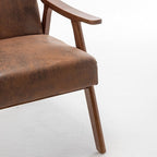 Accent Chair with Microfiber Upholstery and Solid Wood Frame, Classic Mid-Century Modern Living Room Furniture for Extra Seating, Brown