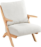 Lexicon Mid Century Modern Accent Chair, Natural Finish Solid Rubberwood Frame, Reversible Back Cushion, Woven Chenille Upholstered Reading Chair, for Living Room/Bedroom/Office, Beige