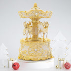 Carousel Music Box Gold & Ivory 8.7" Rotate Christmas Music Box for Kids & Adults, Classic Wind up Cylinder Music Box Birthday Gifts for Women Girls Mom, Carousel Horse Musical Lantern Home Room Decor