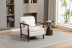 KEIKI Mid Century Modern Accent Chair with Storage, Upholstered Lounge Chair with Hidden Compartment and Waist Cushion