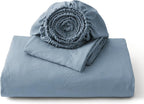 Bedsure Duvet Cover Queen Size with Fitted Sheet - 4 Pieces Prewashed Cotton-Like Polyester Extra Soft Bedding Set, Includes 1 Duvet Cover 90x90 Inches, 2 Pillow Shams, 1 Fitted Sheet, Mineral Blue