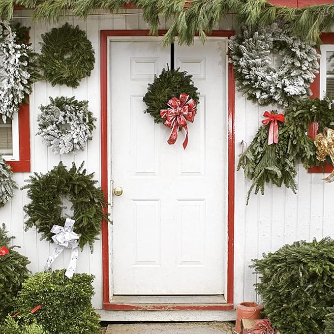 Wreath Hanger for Front Door, Adjustable 15 to 25 Inches Wreath Hangers, 20 lbs Larger Door Upgrade Wreath Hanger, Christmas (Black)