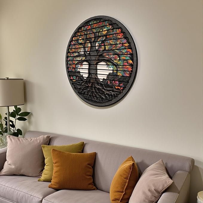 Tree Of Life, Carved Wood Wall Art, 3D Wall Decor, Home Decor, Housewarming Gift, Wall Hangings, Round Wall Art, Wooden Wall Decor,Home Art, Home Decor