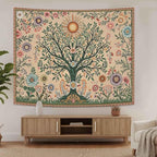 Lunerfex Chakra Tree Wall Tapestry - Celestial Sun & Floral Wall Hanging for Bedroom and Living Room - Boho Spiritual Decor Tapestries 80"x60"