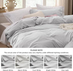 Bedsure Light Grey Duvet Cover Twin/Twin XL Size - 2 Pieces Prewashed Cotton-Like Extra Soft Bedding Set, Includes 1 Twin Duvet Cover 68x90 Inches with Zipper Closure & 1 Pillow Sham, No Comforter
