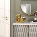 Deco 79 Porcelain Ceramic Heart Decorative Sculpture Dimensional Angled Origami Inspired Home Decor Statue, Accent Figurine 12" x 6" x 11", Gold