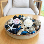 Qingbei Rina Seashell Potpourri Dried Flowers, Ocean Breeze Scented Potpourri Bowl Filler,Vase Filler,Home Fragrance, Beach Coastal Sea Shell Bathroom Decor,14 oz(Blue)
