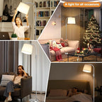 Ambimall 𝐅𝐮𝐥𝐥𝐲 𝐃𝐢𝐦𝐦𝐚𝐛𝐥𝐞 𝐅𝐥𝐨𝐨𝐫 𝐋𝐚𝐦𝐩 - Floor Lamps 9W LED Light Bulbs, Standing Lamps for Living Room, Modern Standing Light Tall Lamp (Sliver and White)